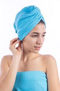 Hair Expert turban frotte. Niebieski