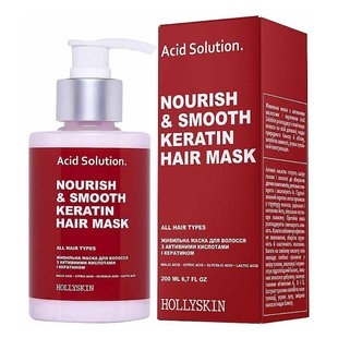 HollySkin Acid Solution Nourish & Smooth Keratin Hair Mask Odżywcza maska do włosów z aktywnymi kwasami i keratyną 200 ml