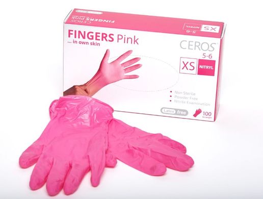 CEROS, Fingers PINK, XS (5-6), Rękawice nitrylowe. Różowe 1x100 szt.